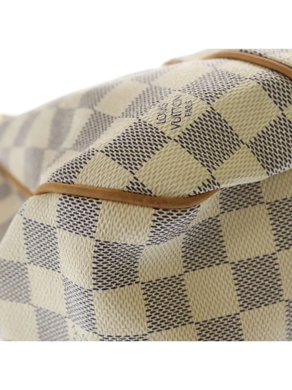 Louis Vuitton Damier Azur Galleria PM Shoulder Bag Ivory Brown Leather Gold